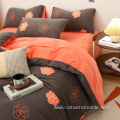 Wholesale camellia pattern crystal velvet bedding sets